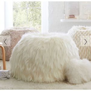 Pottery Barn Teen Large Himalayan Faux Fur Ivory Bean Bag Chair Slipcover Only